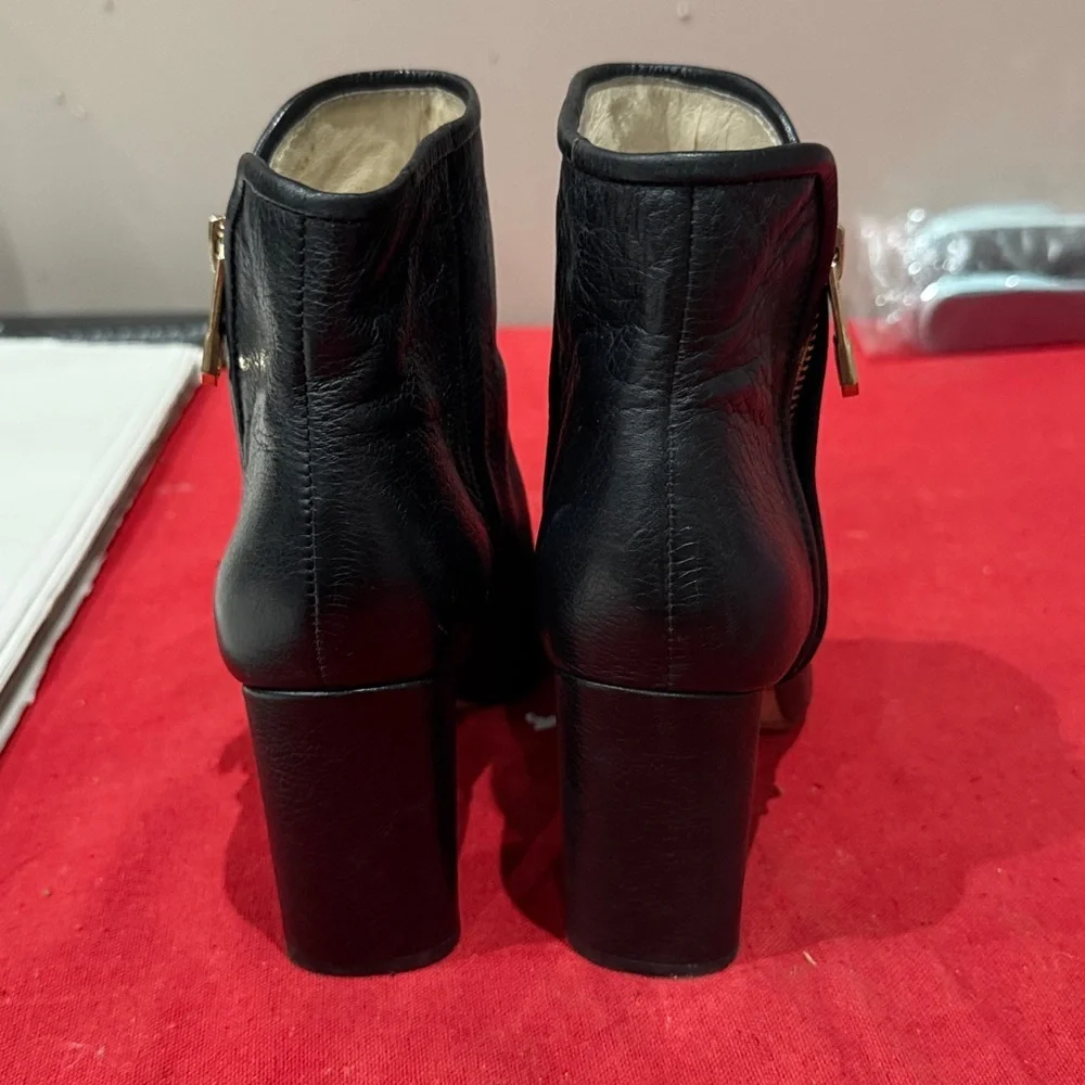 Louise et Cie Black Ankle Booties with Gold Zipper
